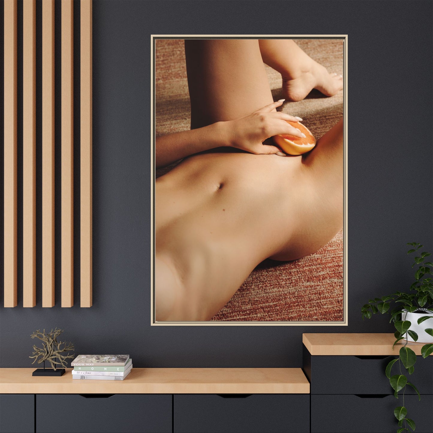 Art Print — Sensual Peach Body Matte Canvas Framed Wall Art