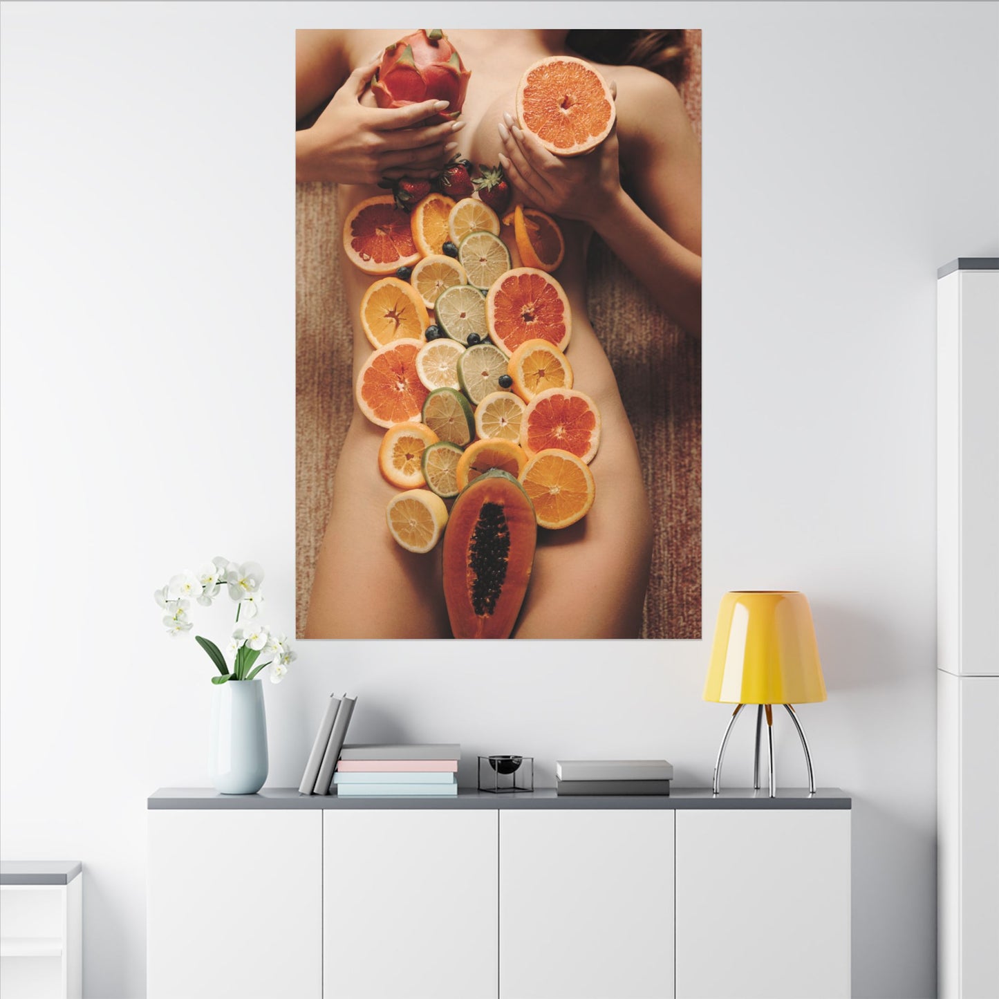 Nude Body Fruit Still Life Matte Canvas Wall Art