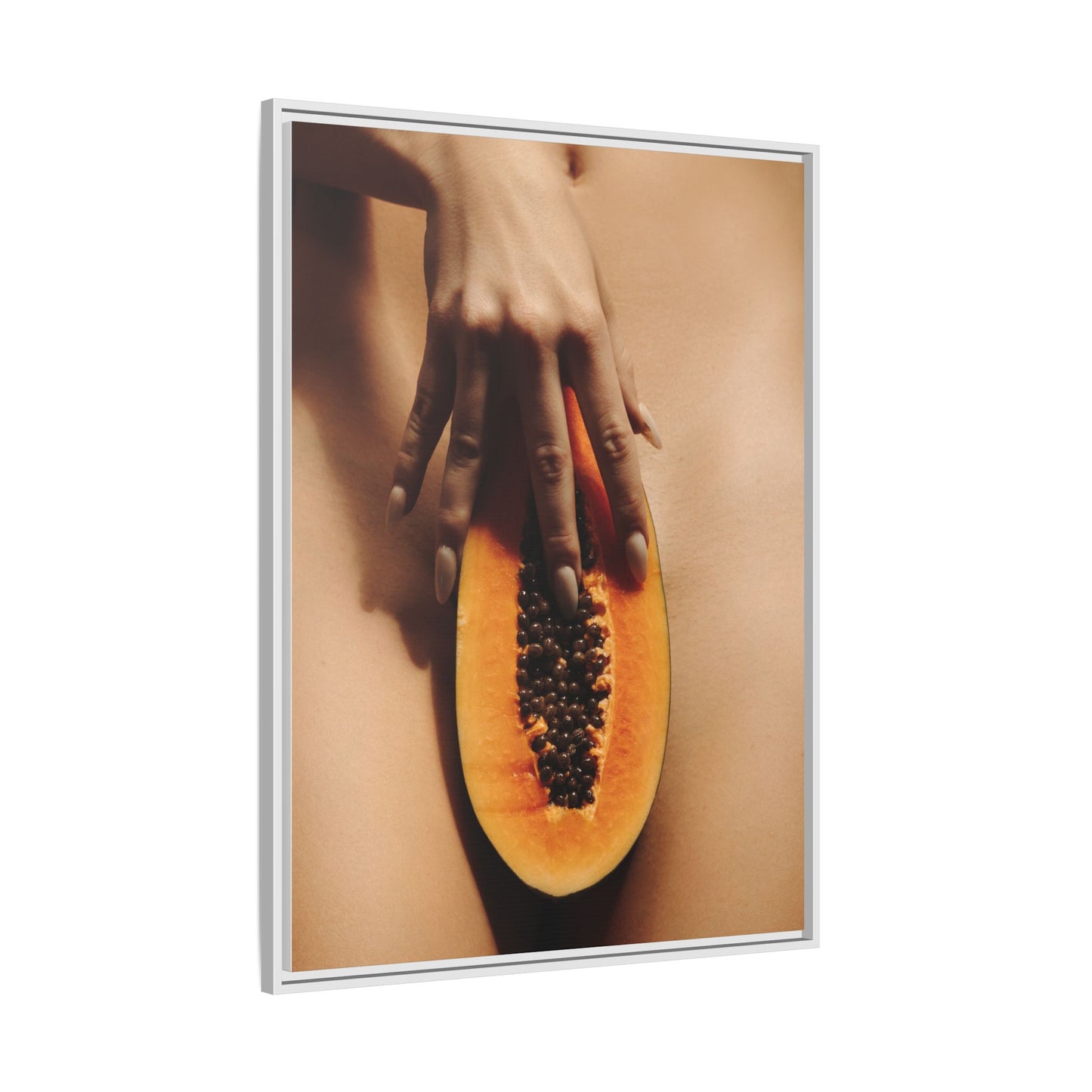 Framed Matte Canvas Art — Sensual Papaya Photo Print