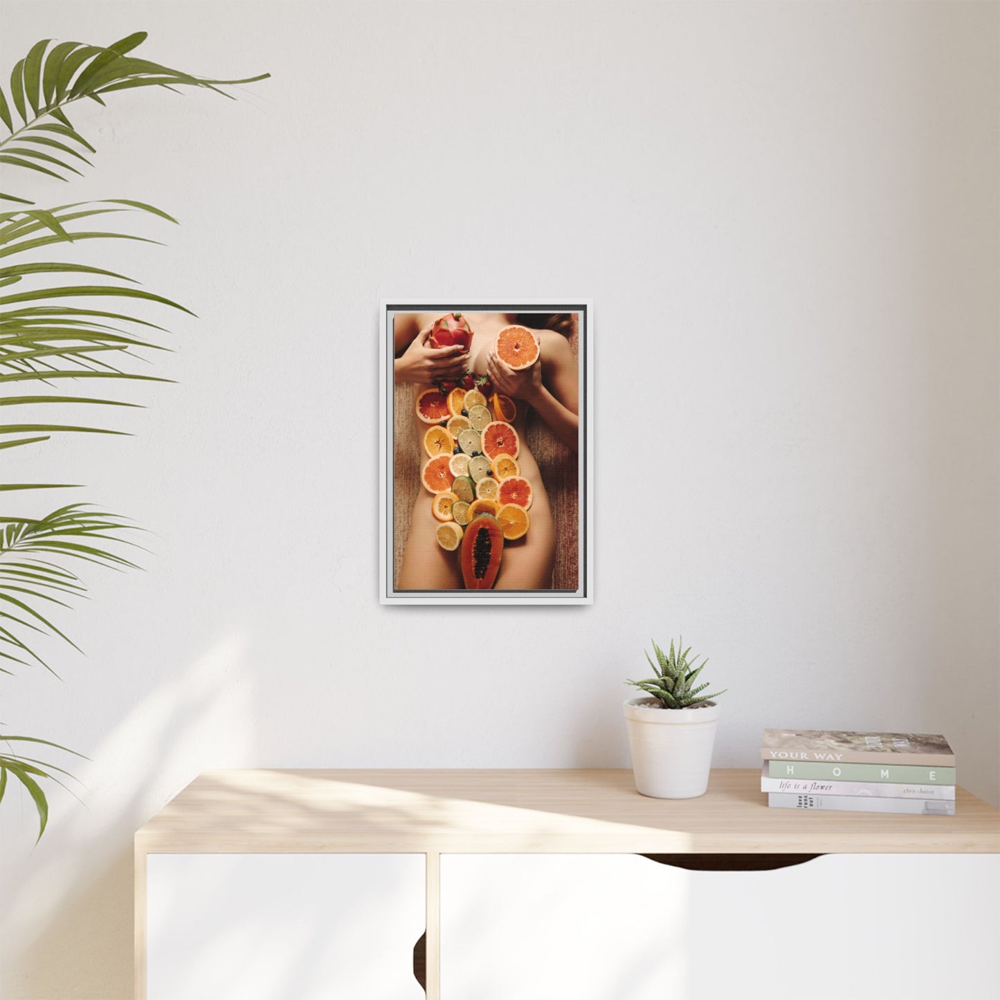 Framed Matte Canvas Art — Sensual Fruit Still Life Wall Decor