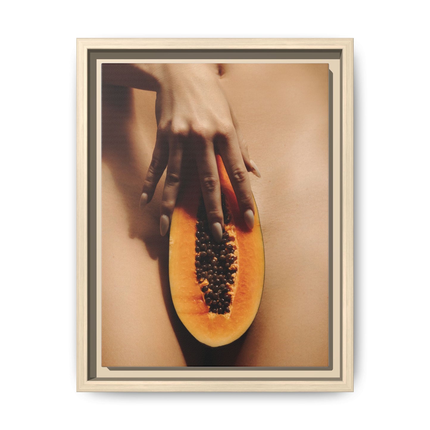 Framed Matte Canvas Art — Sensual Papaya Photo Print