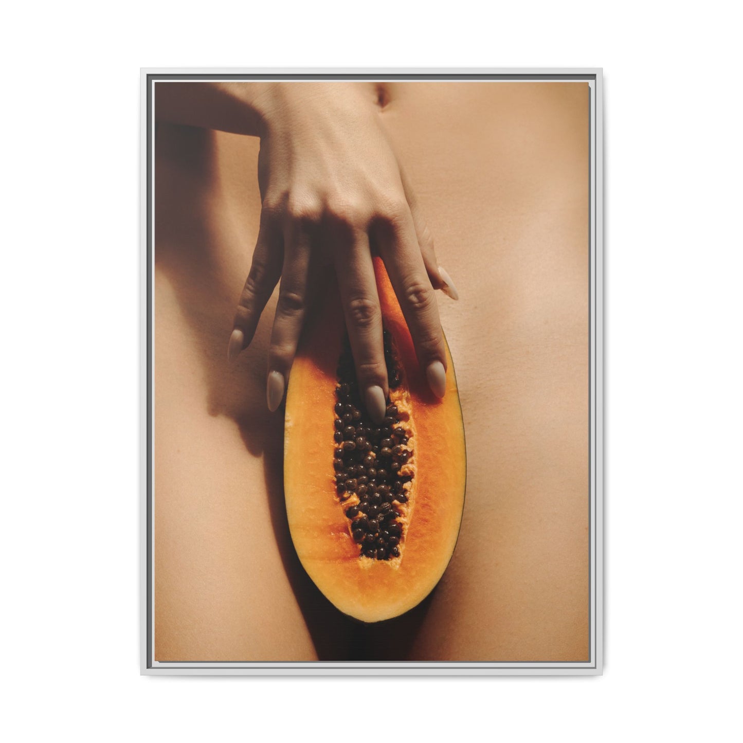 Framed Matte Canvas Art — Sensual Papaya Photo Print