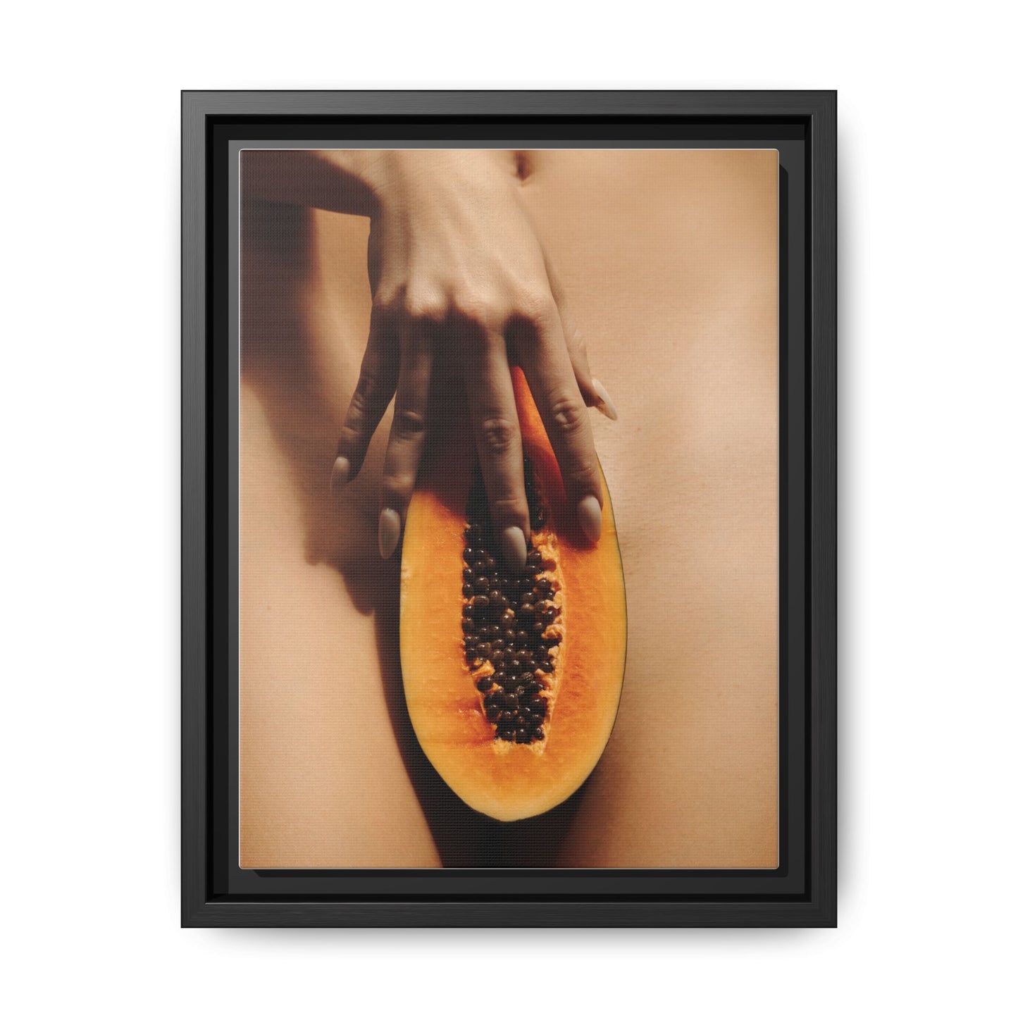 Framed Matte Canvas Art — Sensual Papaya Photo Print
