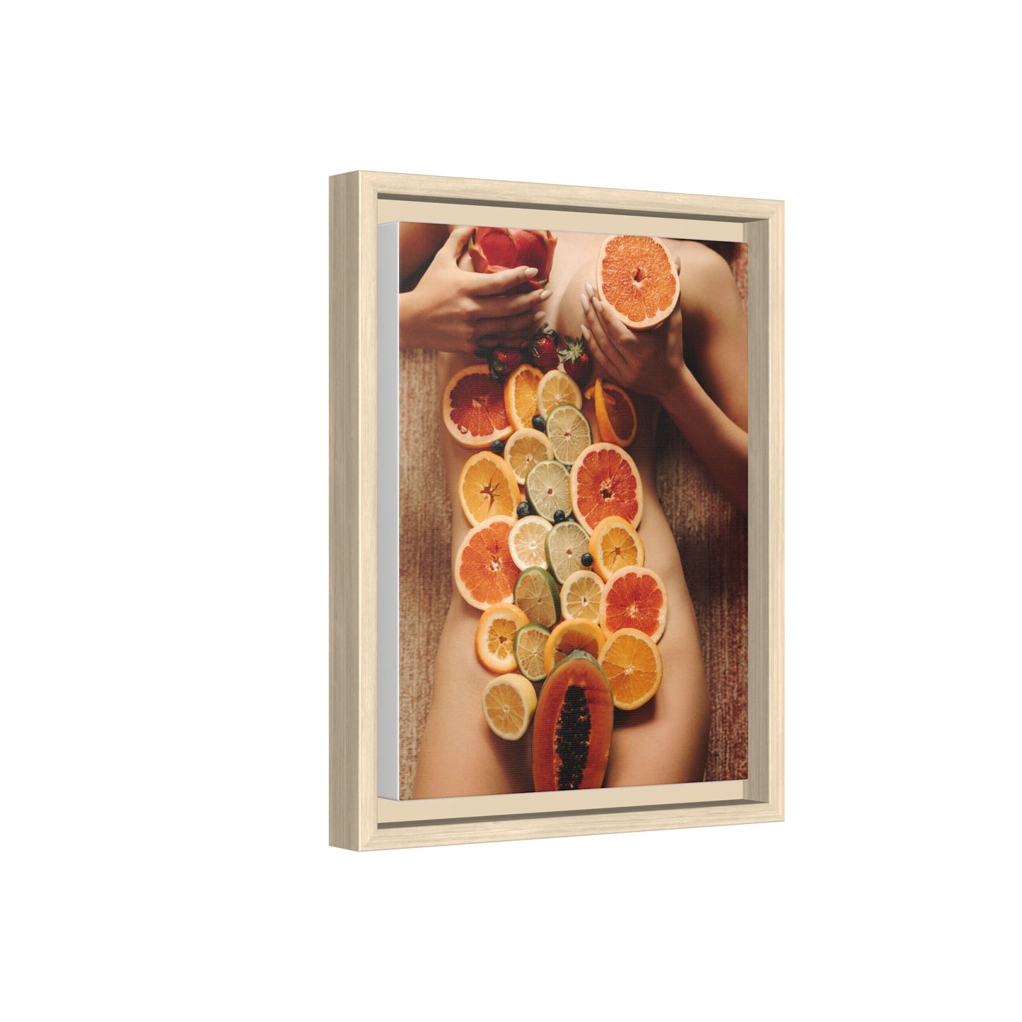 Framed Matte Canvas Art — Sensual Fruit Still Life Wall Decor