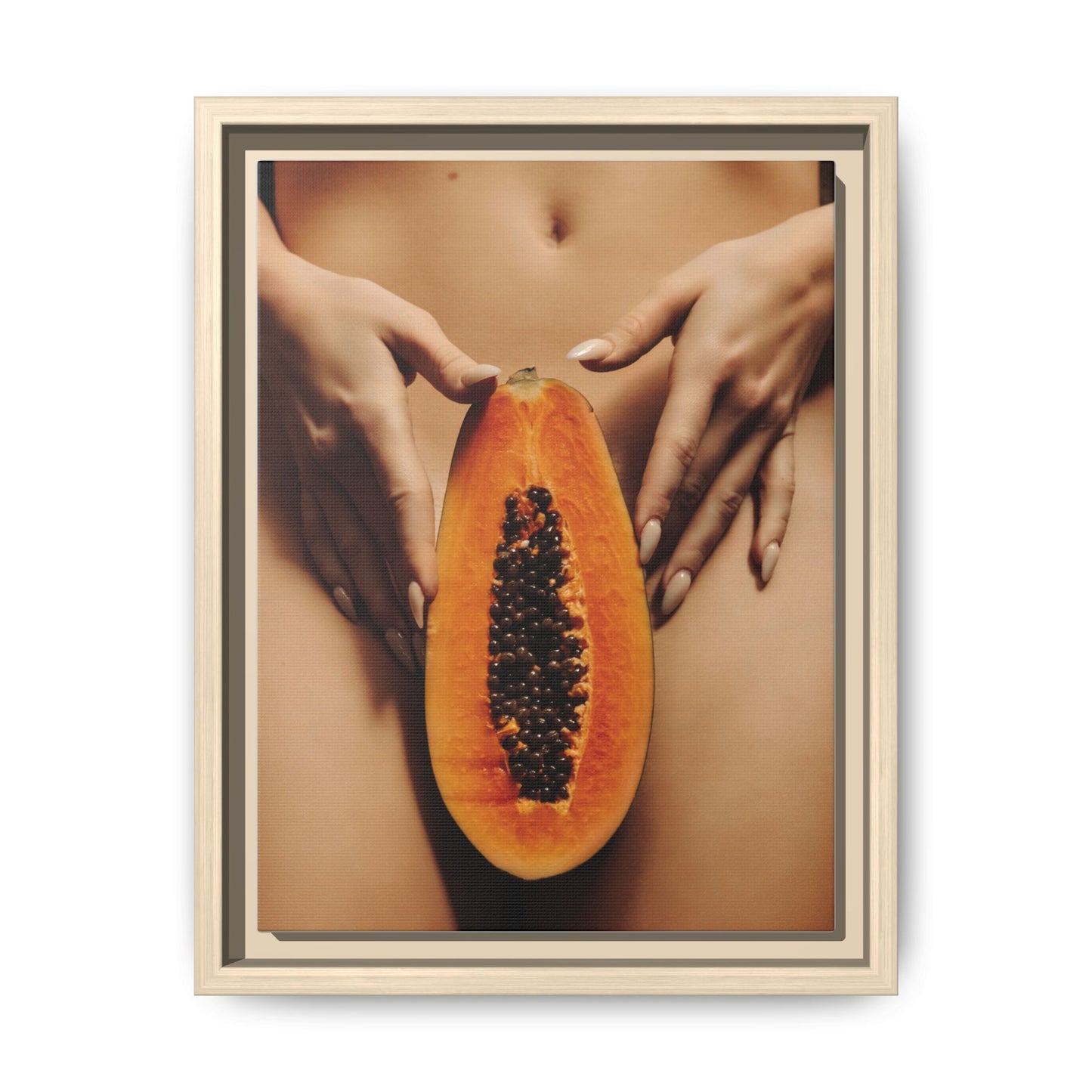 Framed Matte Canvas - Sensual Papaya Nude Art Print