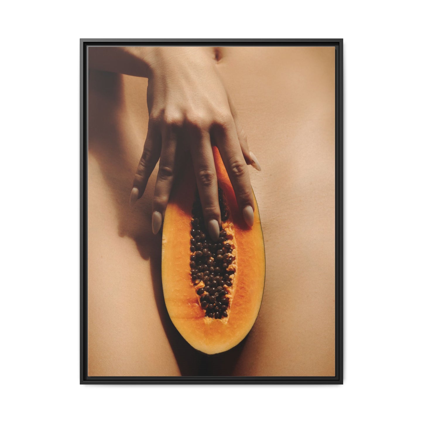 Framed Matte Canvas Art — Sensual Papaya Photo Print