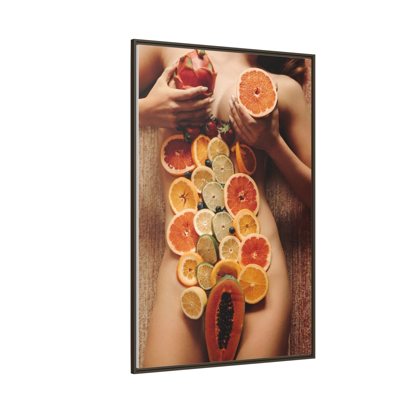 Framed Matte Canvas Art — Sensual Fruit Still Life Wall Decor