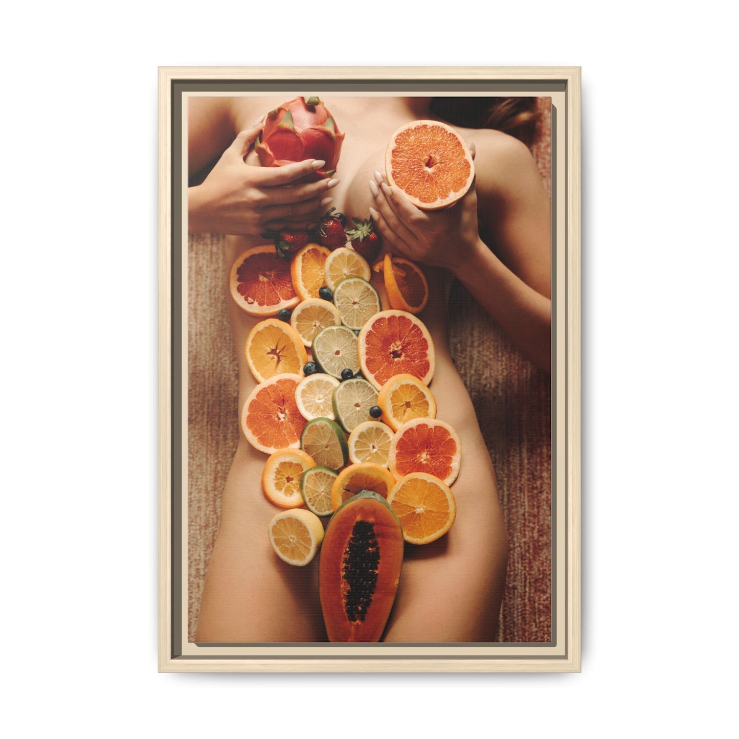 Framed Matte Canvas Art — Sensual Fruit Still Life Wall Decor