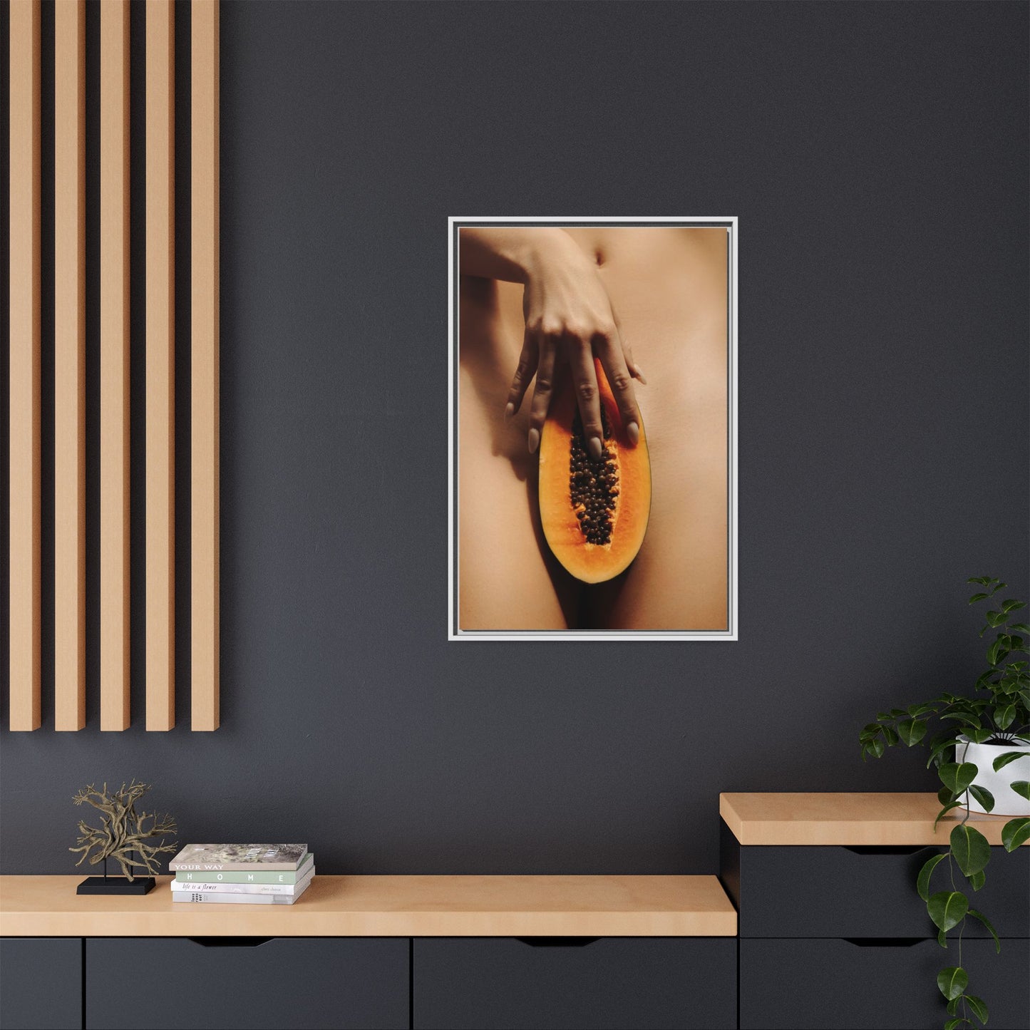 Framed Matte Canvas Art — Sensual Papaya Photo Print