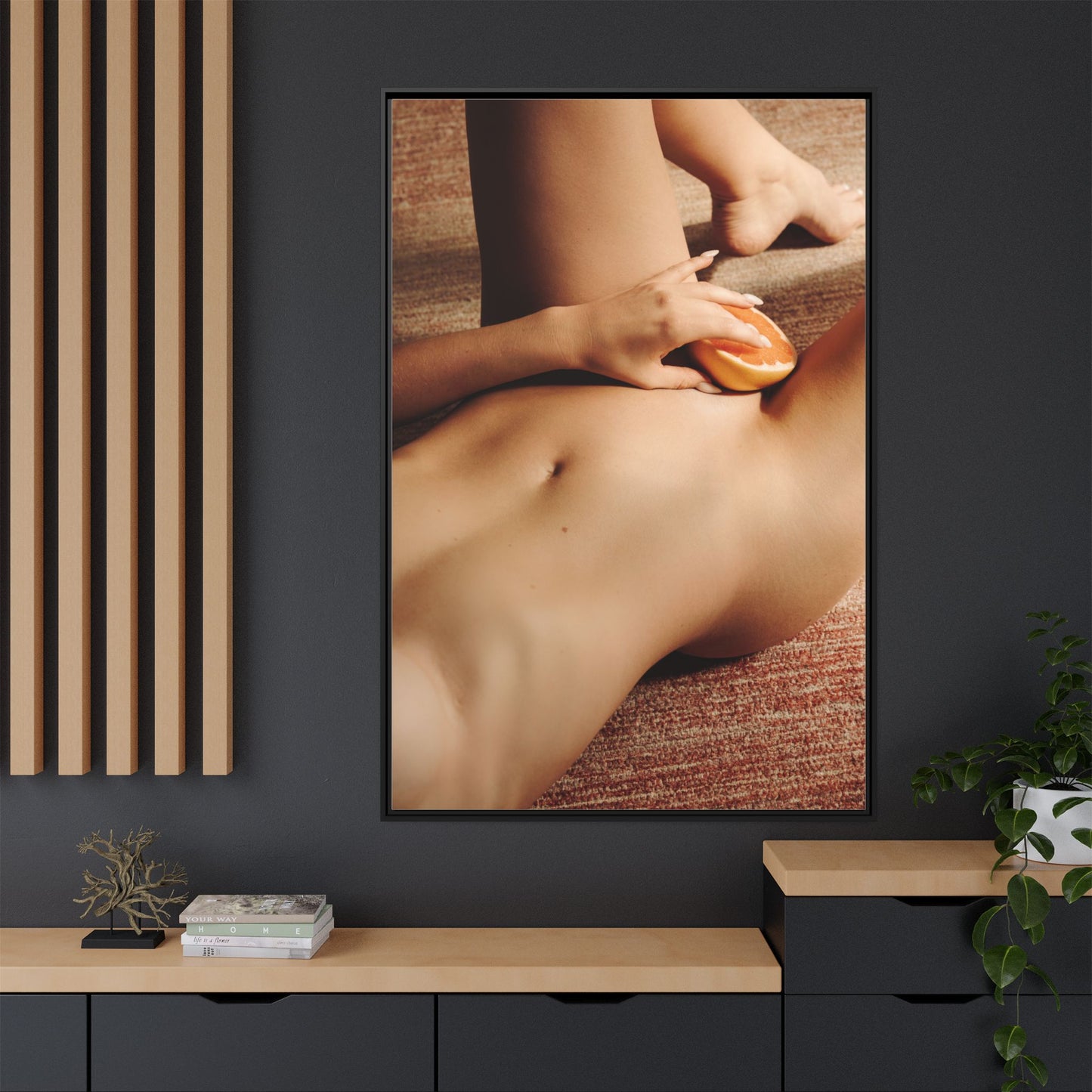 Art Print — Sensual Peach Body Matte Canvas Framed Wall Art