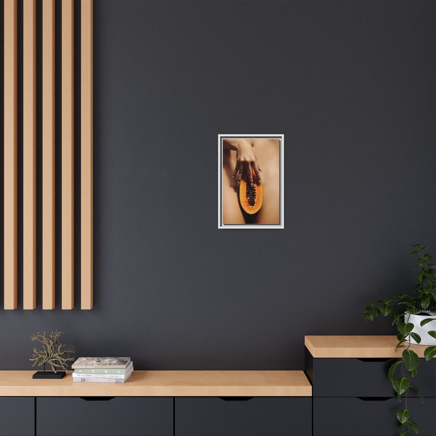 Framed Matte Canvas Art — Sensual Papaya Photo Print
