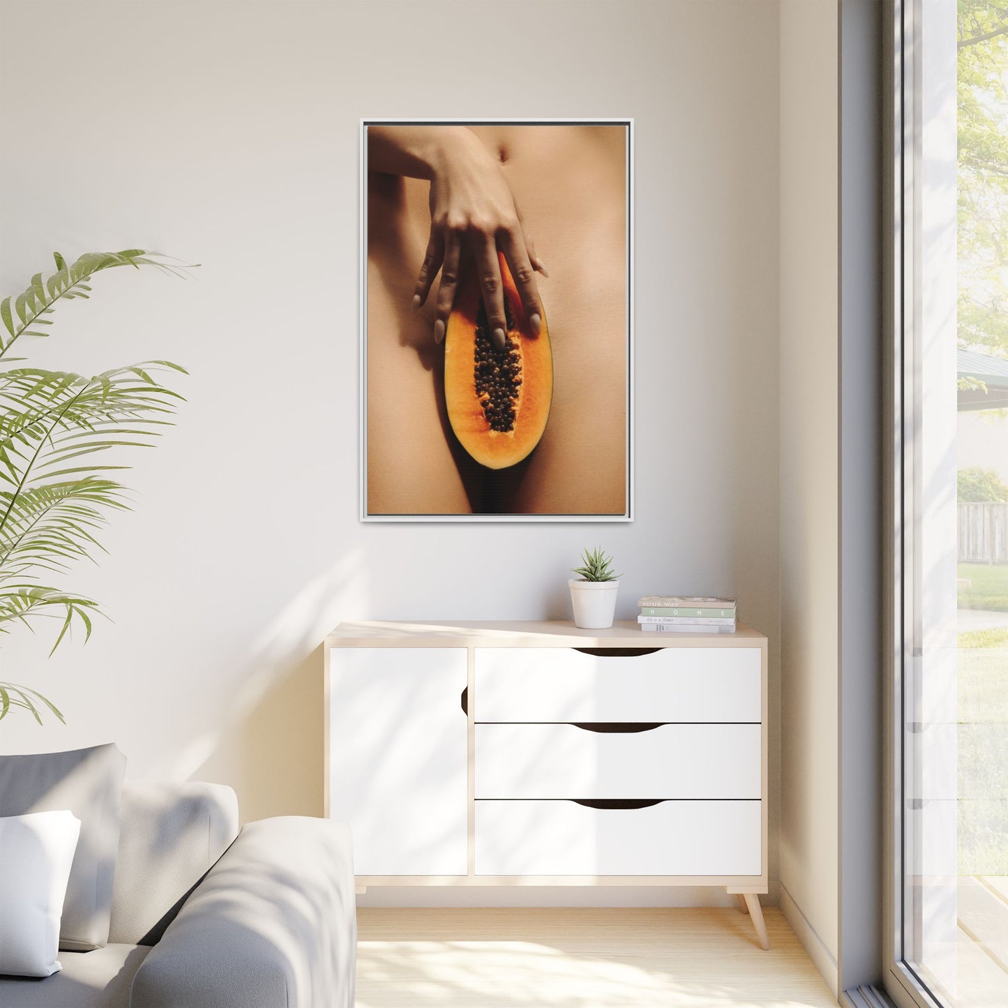 Framed Matte Canvas Art — Sensual Papaya Photo Print