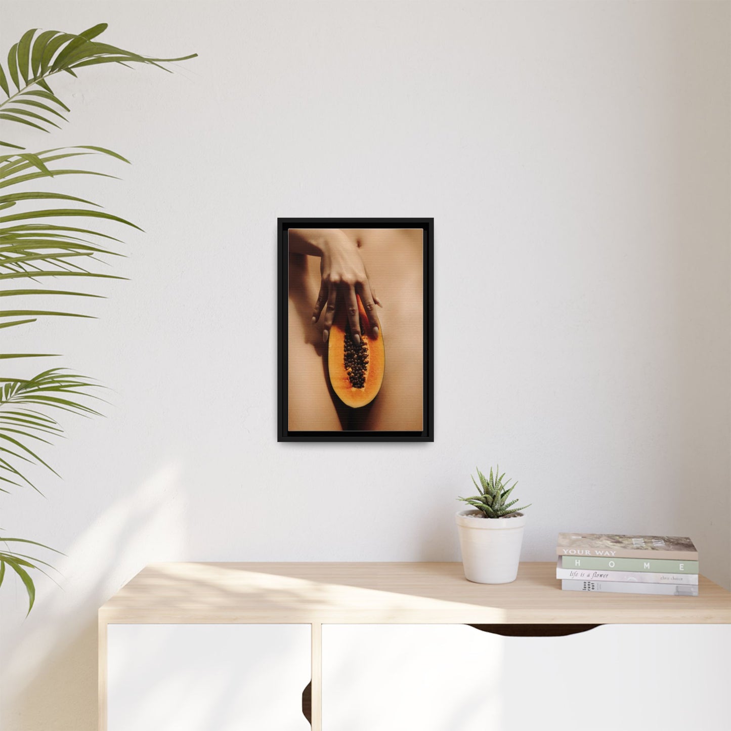Framed Matte Canvas Art — Sensual Papaya Photo Print