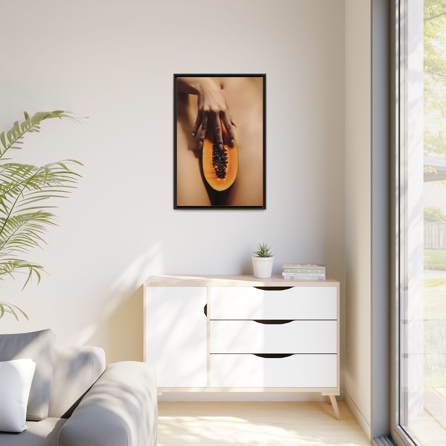 Framed Matte Canvas Art — Sensual Papaya Photo Print