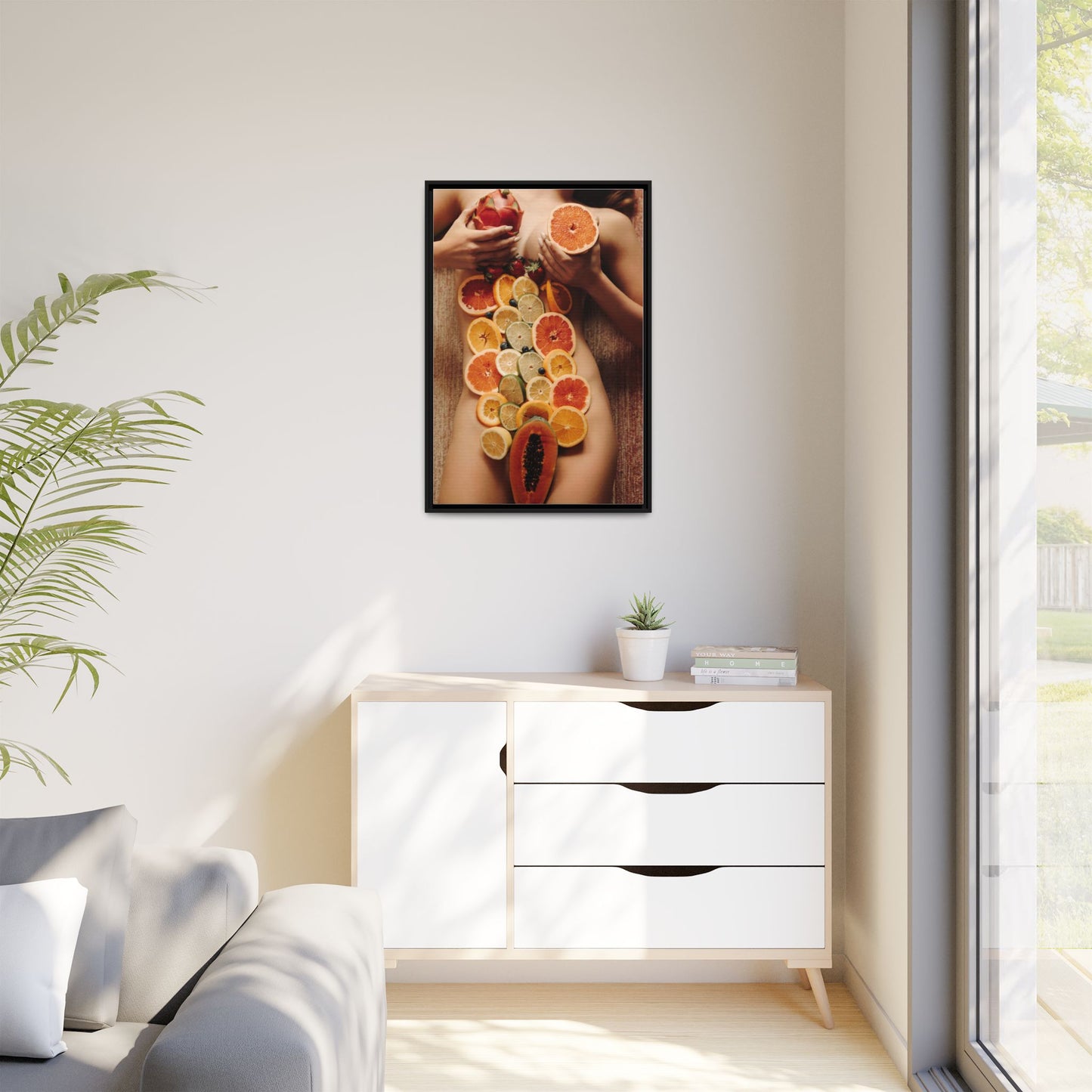 Framed Matte Canvas Art — Sensual Fruit Still Life Wall Decor