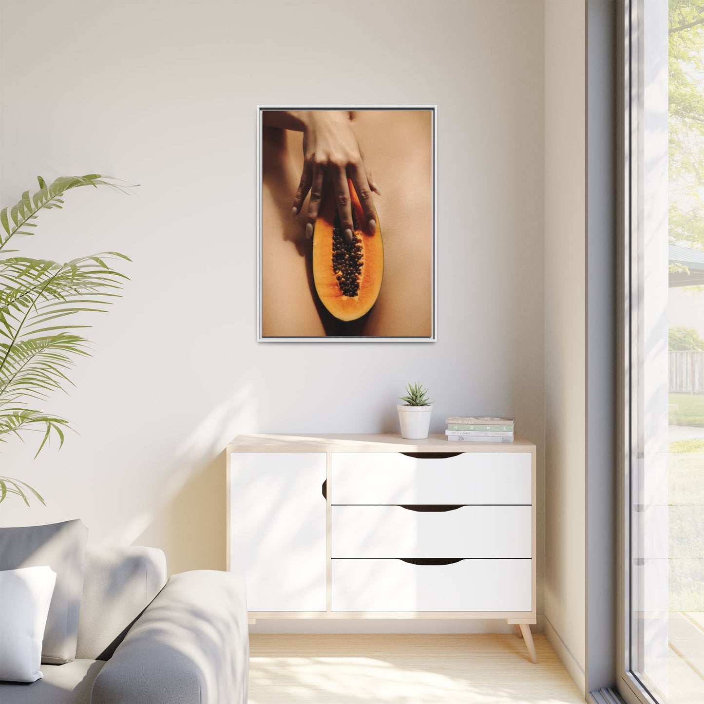 Framed Matte Canvas Art — Sensual Papaya Photo Print