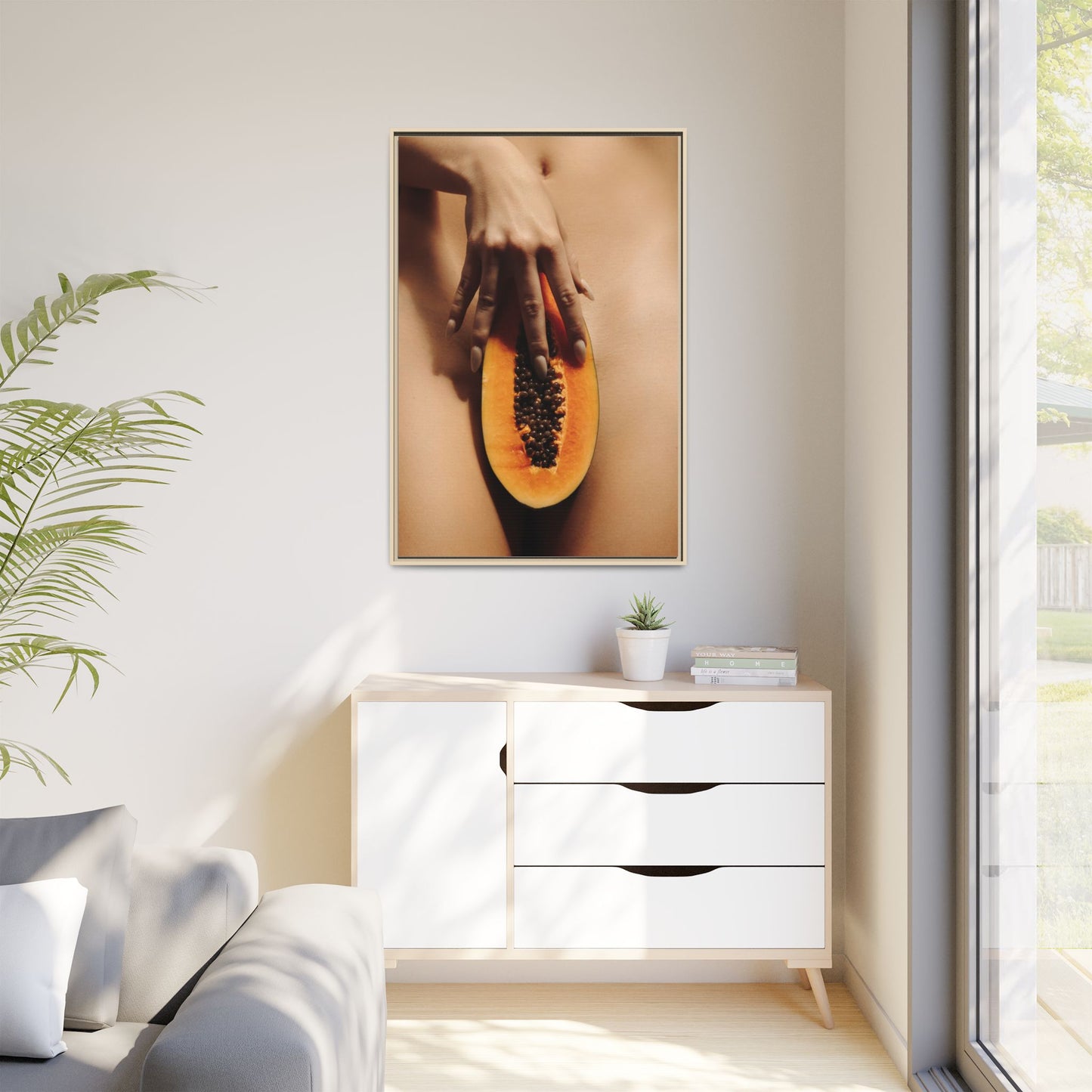 Framed Matte Canvas Art — Sensual Papaya Photo Print