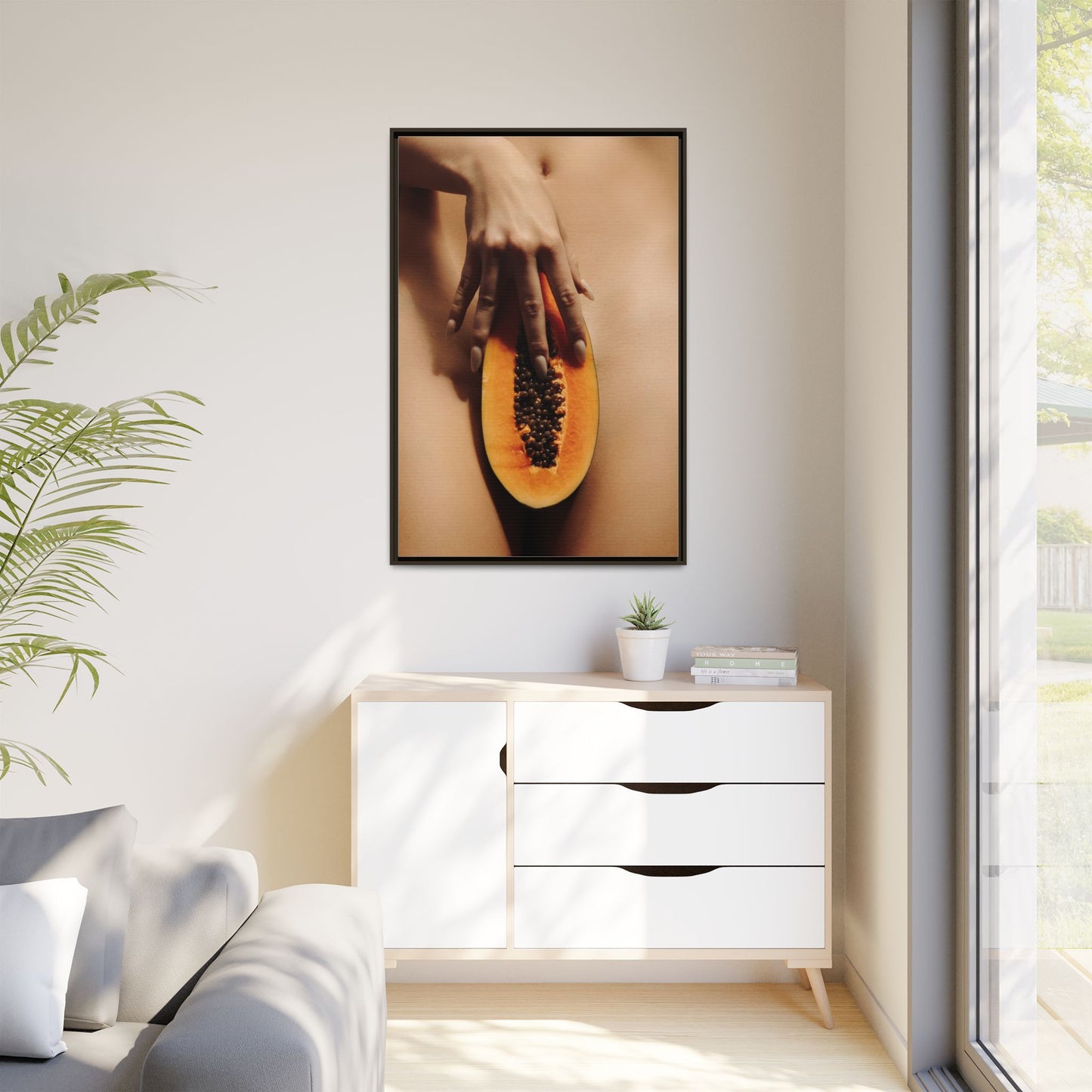 Framed Matte Canvas Art — Sensual Papaya Photo Print