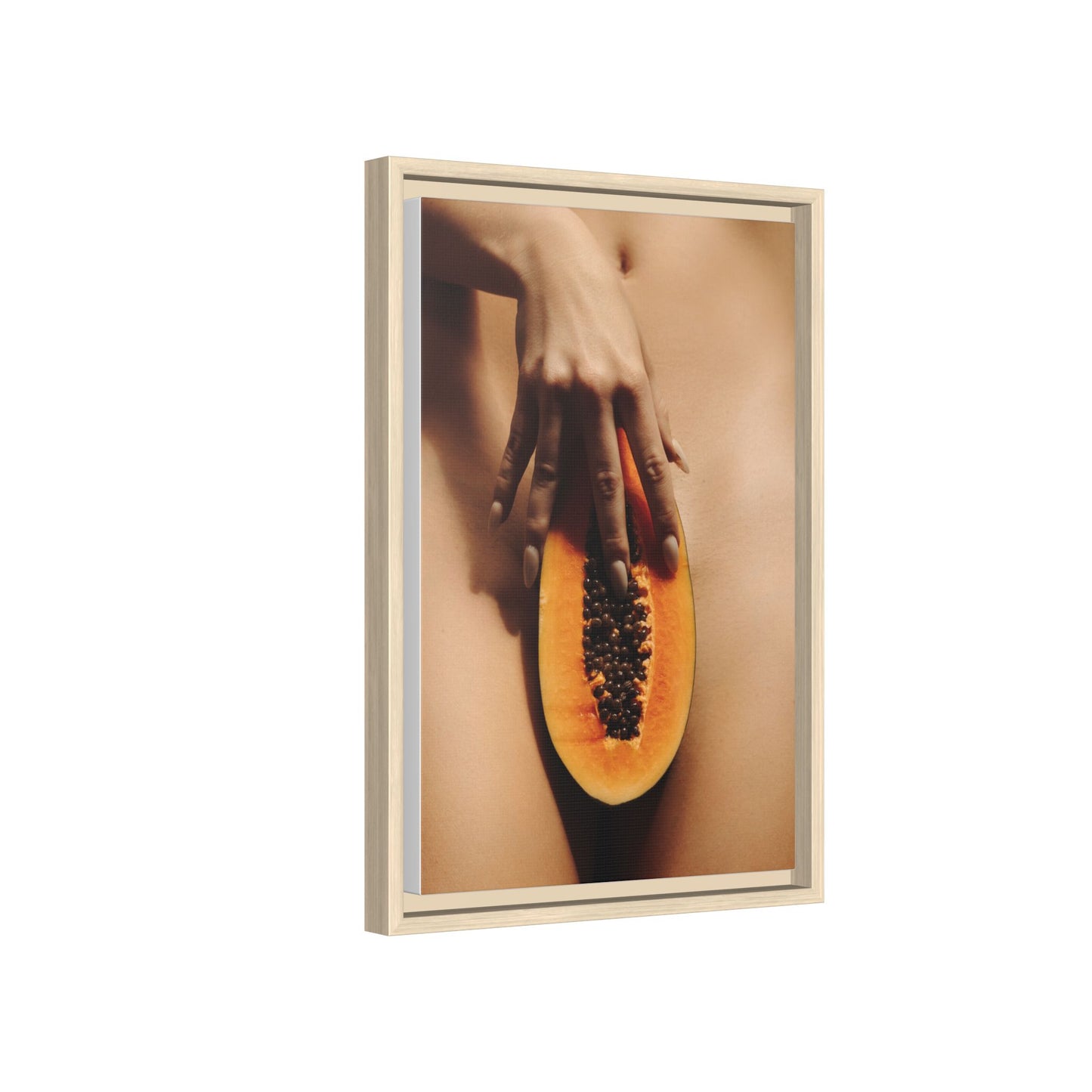 Framed Matte Canvas Art — Sensual Papaya Photo Print