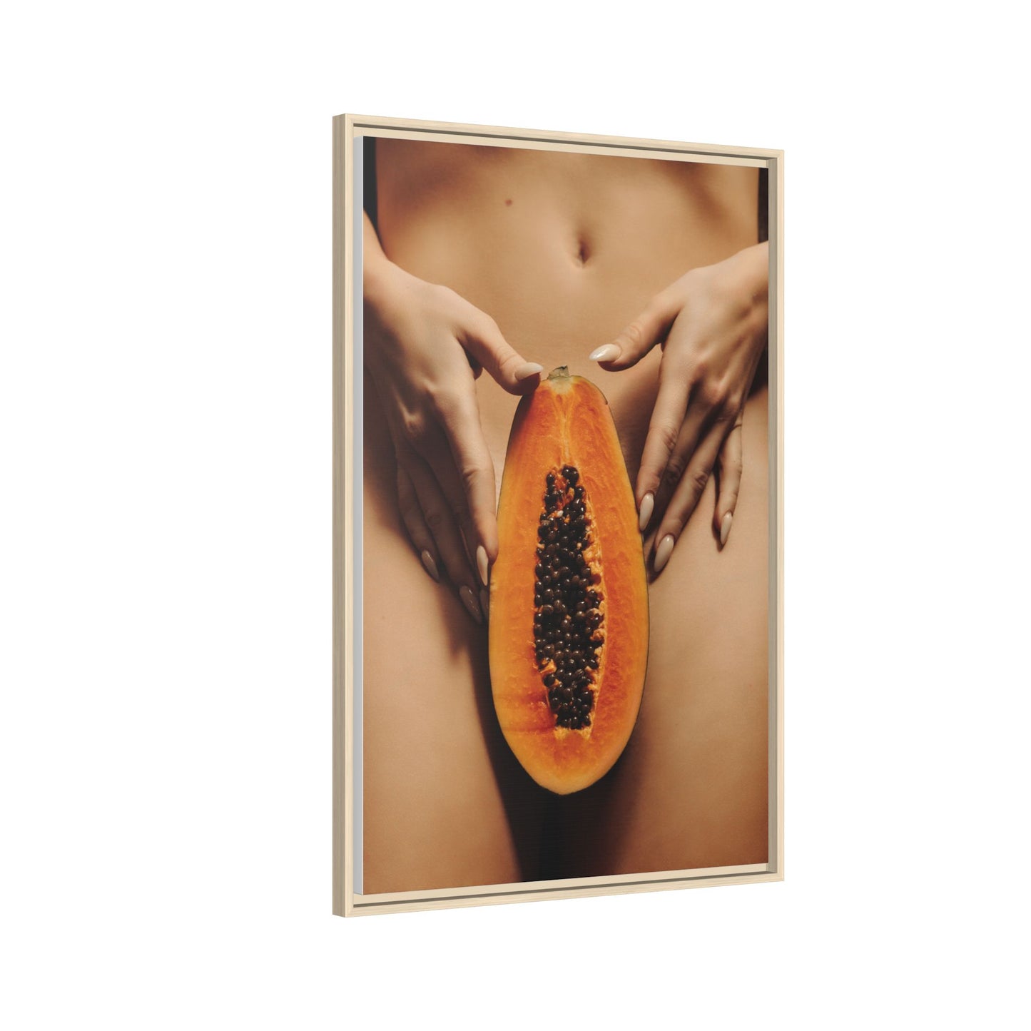 Framed Matte Canvas - Sensual Papaya Nude Art Print