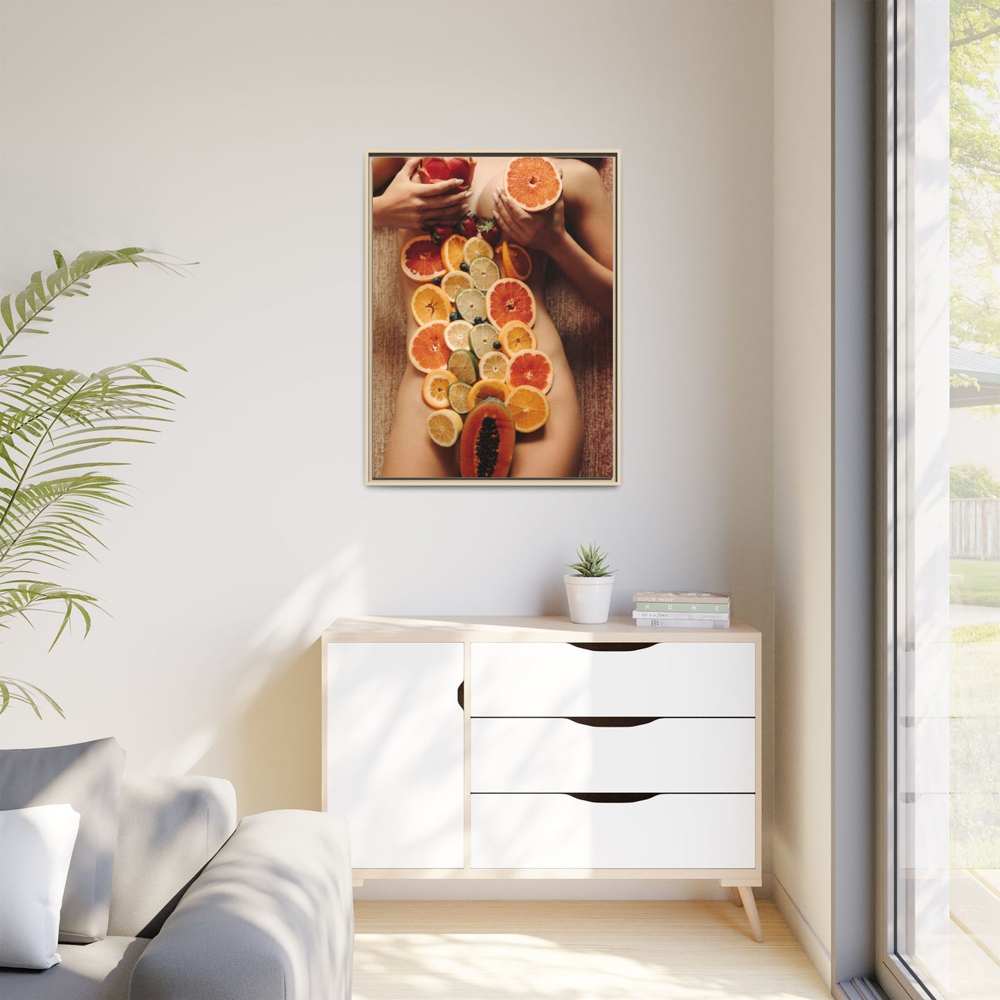 Framed Matte Canvas Art — Sensual Fruit Still Life Wall Decor
