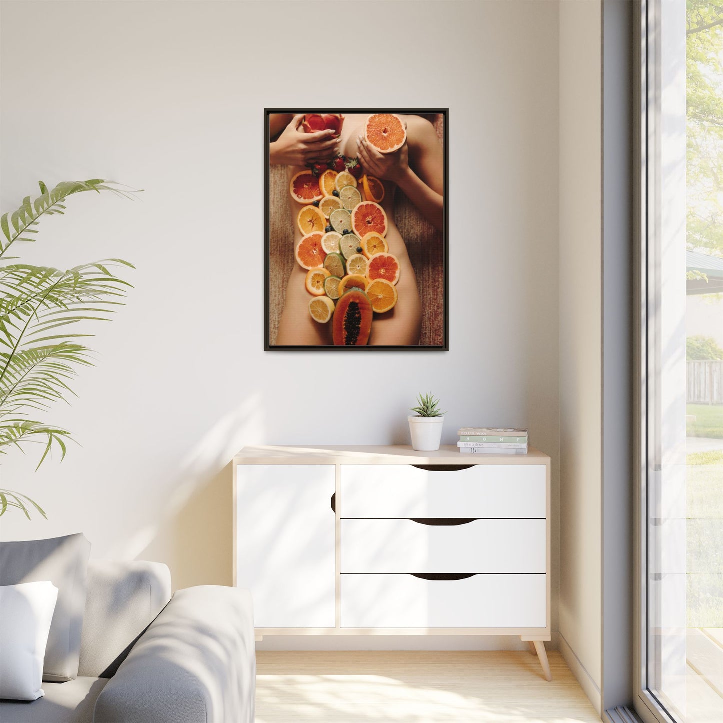 Framed Matte Canvas Art — Sensual Fruit Still Life Wall Decor