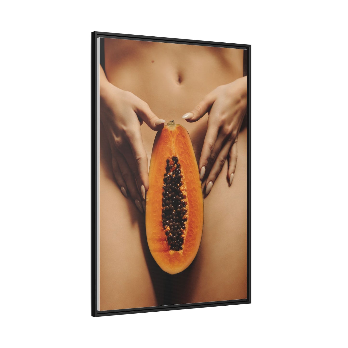Framed Matte Canvas - Sensual Papaya Nude Art Print