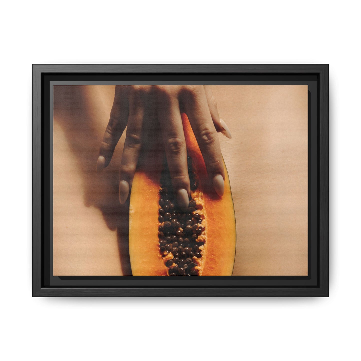 Framed Matte Canvas Art — Sensual Papaya Photo Print
