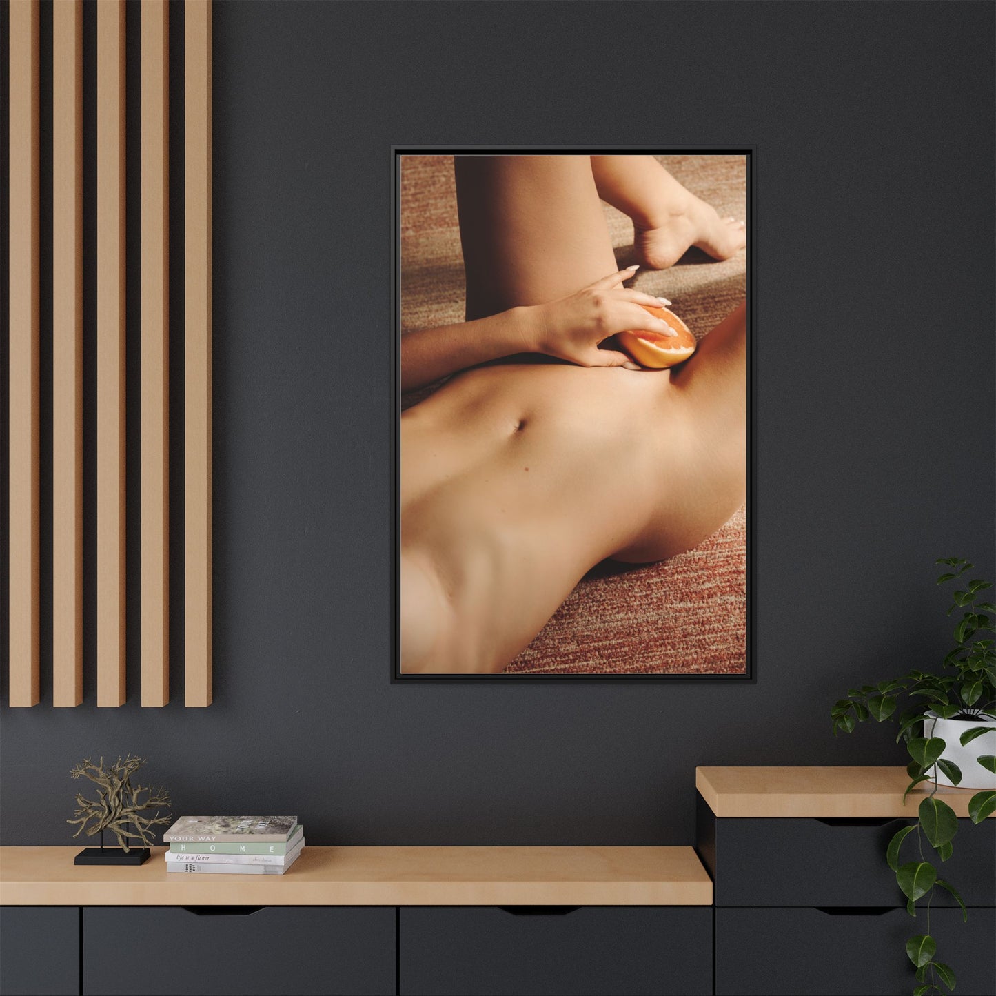 Art Print — Sensual Peach Body Matte Canvas Framed Wall Art