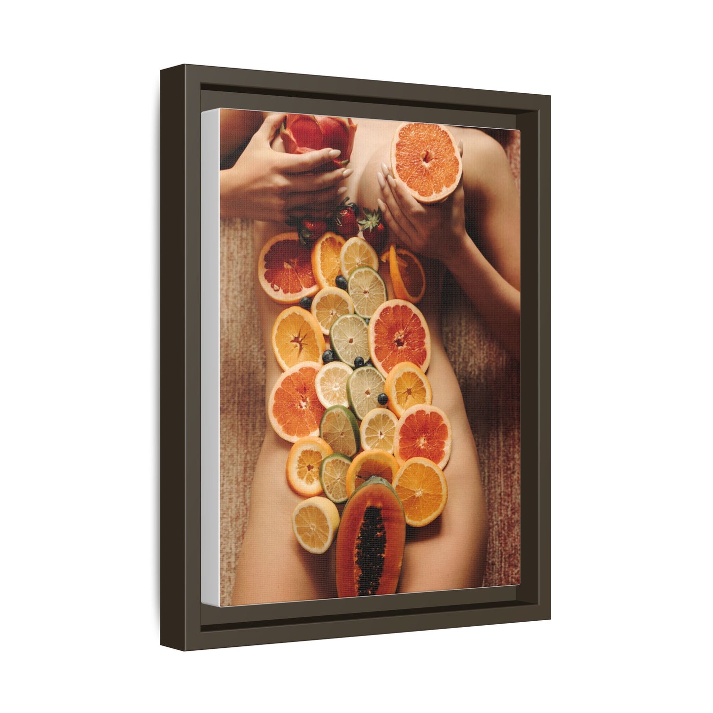 Framed Matte Canvas Art — Sensual Fruit Still Life Wall Decor