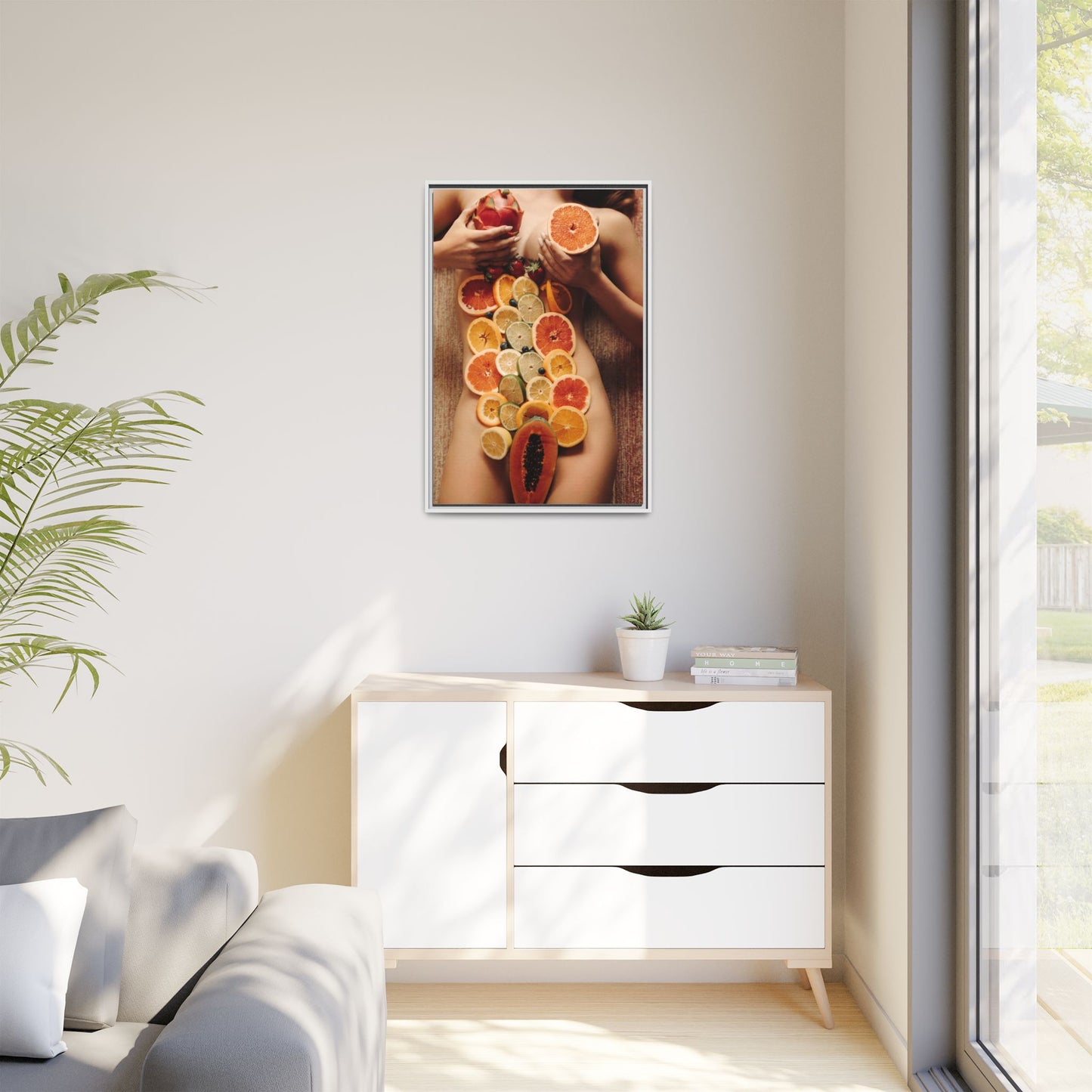 Framed Matte Canvas Art — Sensual Fruit Still Life Wall Decor