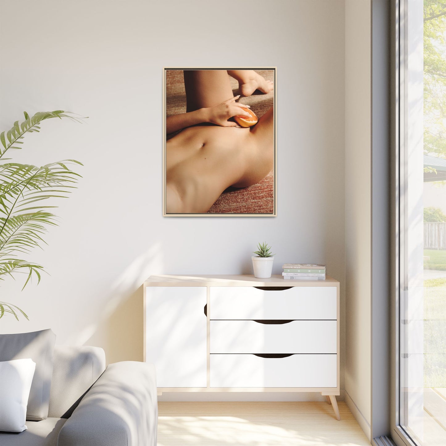 Art Print — Sensual Peach Body Matte Canvas Framed Wall Art