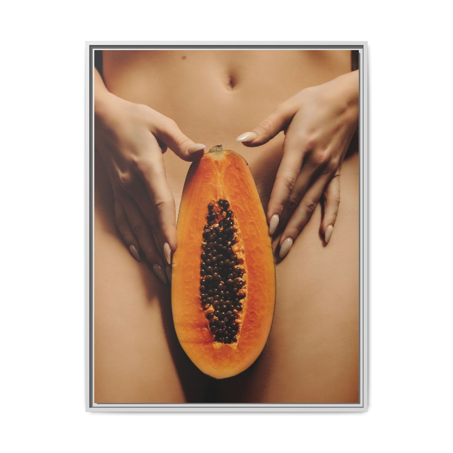 Framed Matte Canvas - Sensual Papaya Nude Art Print