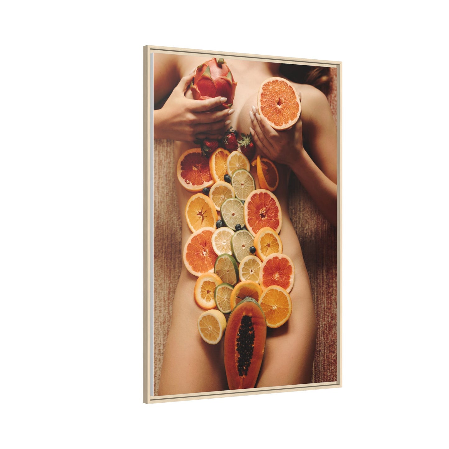 Framed Matte Canvas Art — Sensual Fruit Still Life Wall Decor