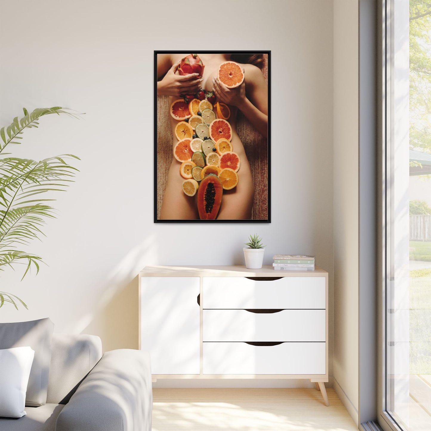 Framed Matte Canvas Art — Sensual Fruit Still Life Wall Decor