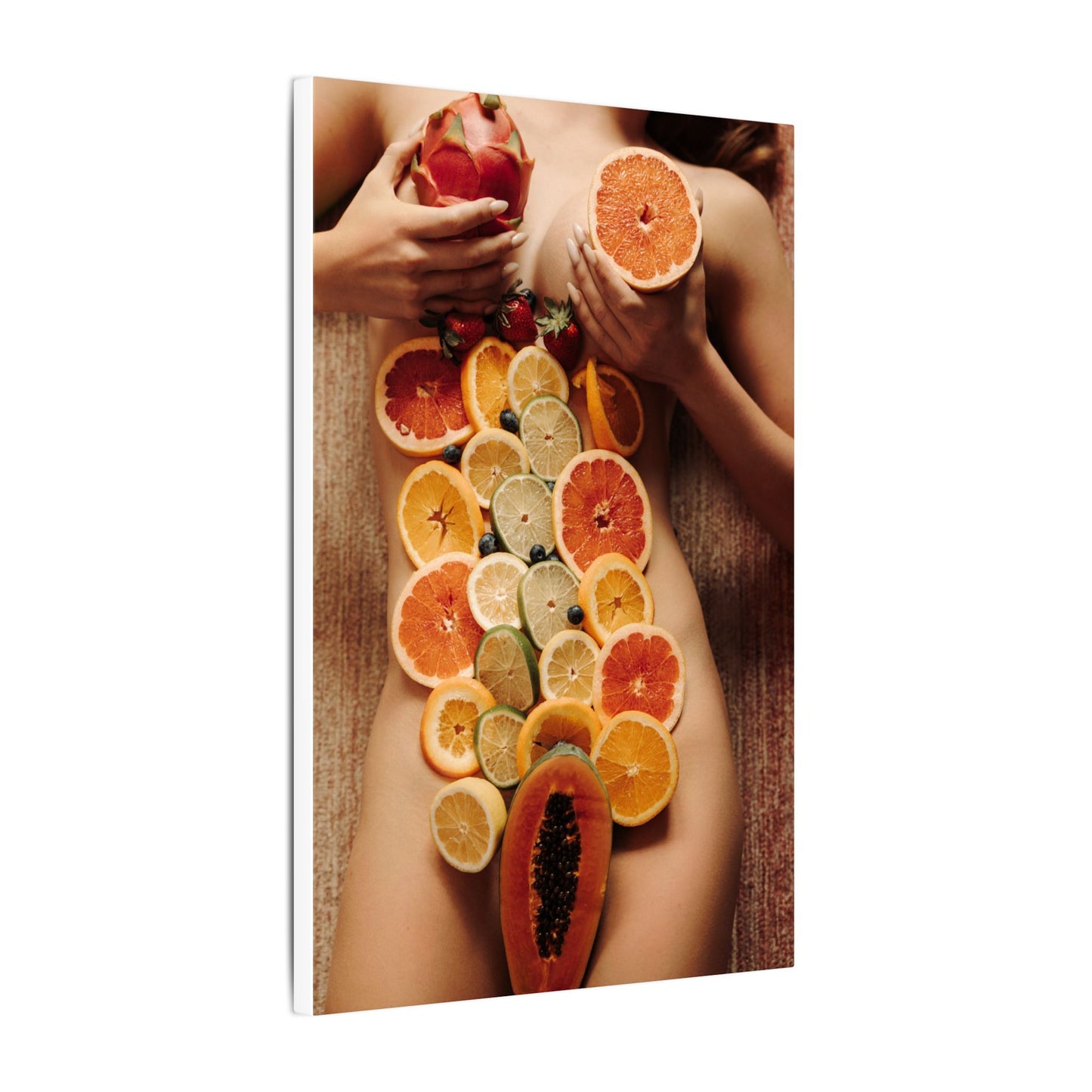 Nude Body Fruit Still Life Matte Canvas Wall Art