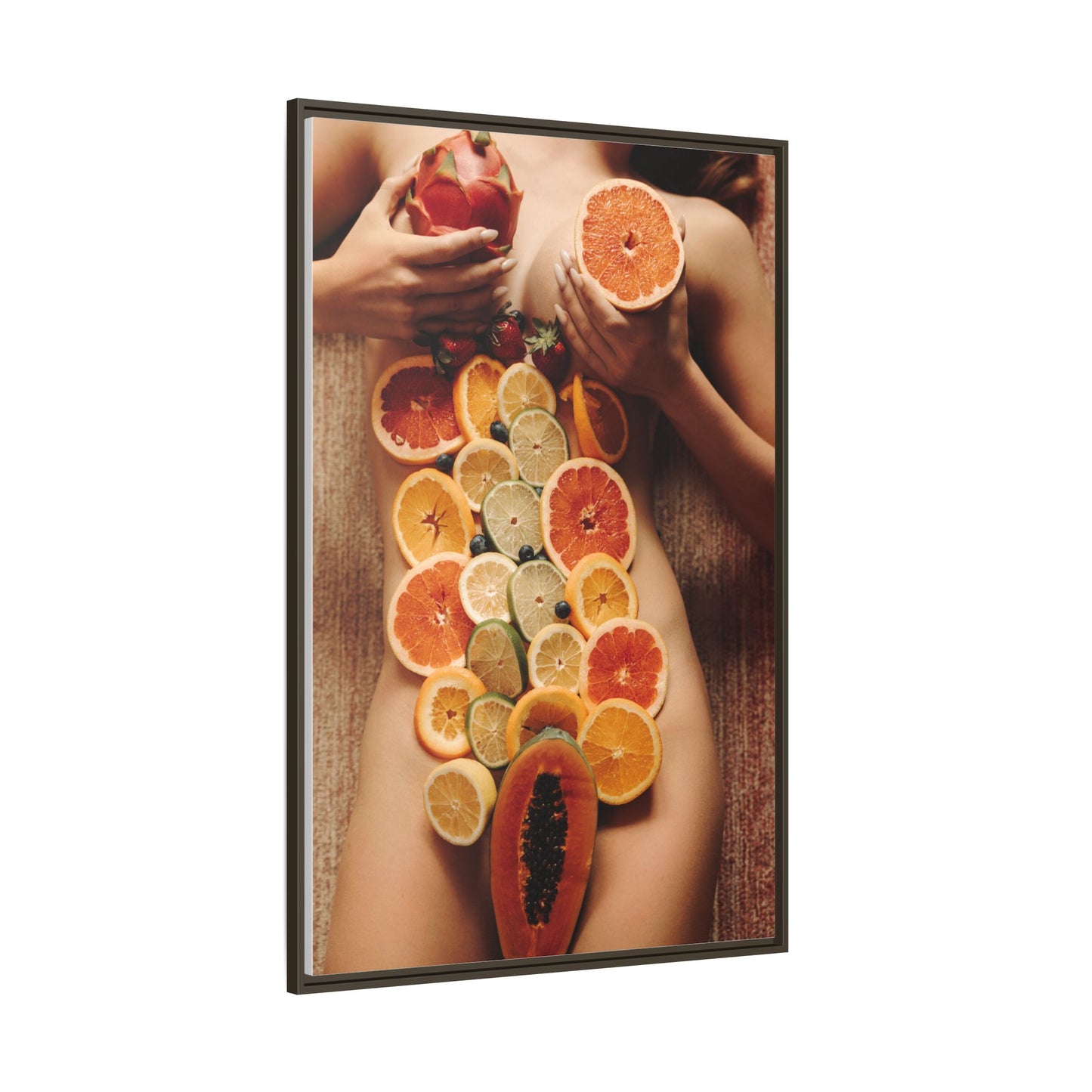 Framed Matte Canvas Art — Sensual Fruit Still Life Wall Decor