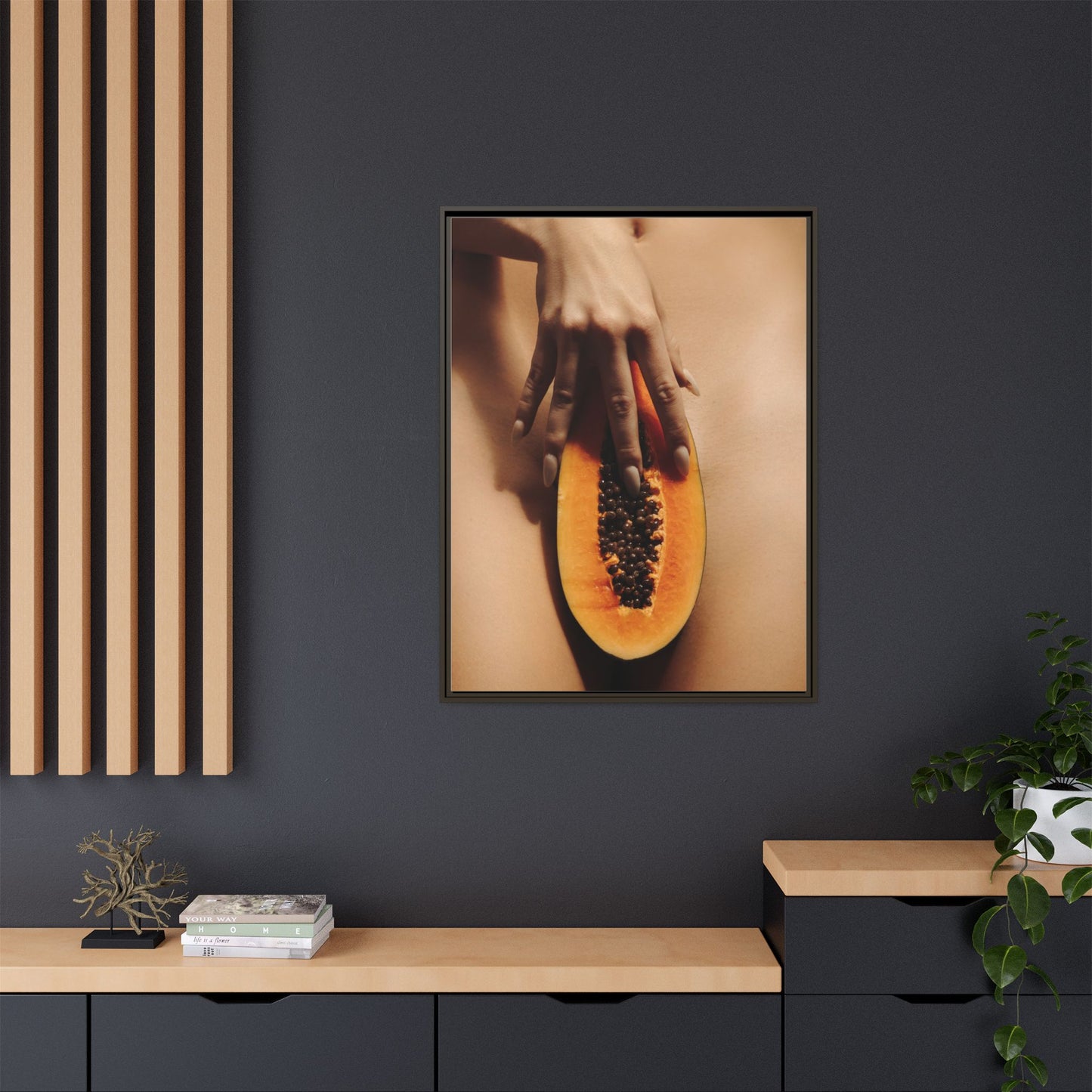 Framed Matte Canvas Art — Sensual Papaya Photo Print
