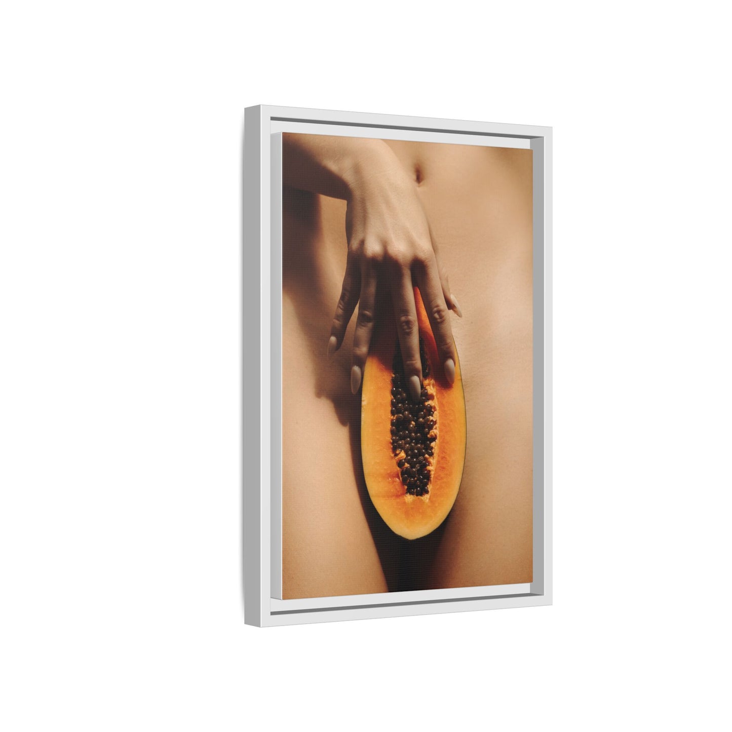 Framed Matte Canvas Art — Sensual Papaya Photo Print