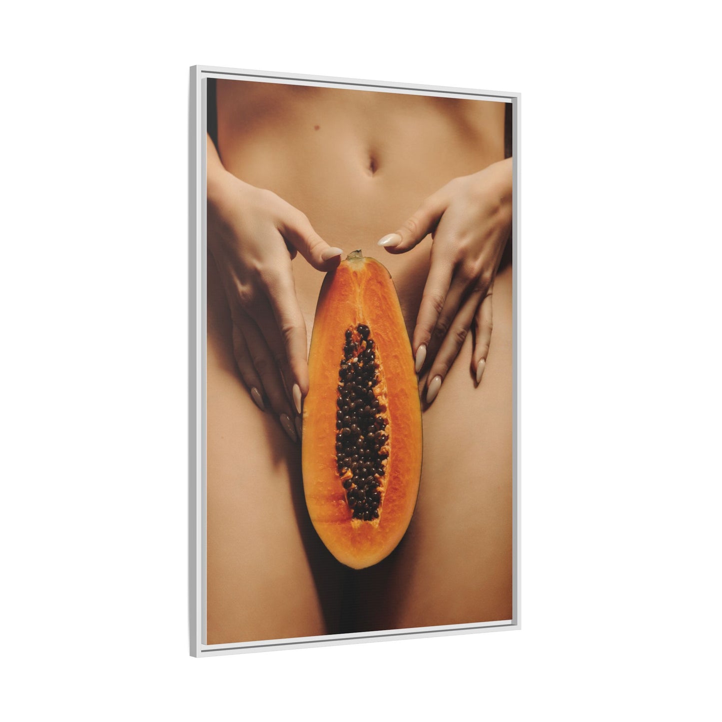 Framed Matte Canvas - Sensual Papaya Nude Art Print