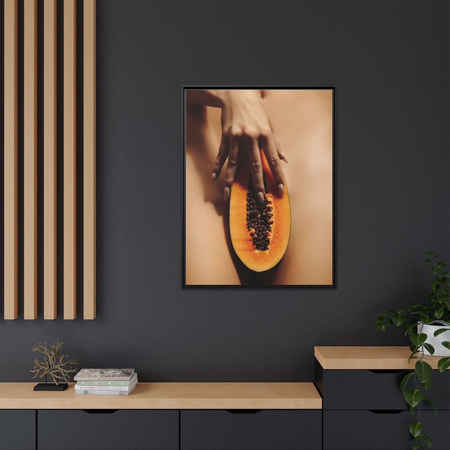 Framed Matte Canvas Art — Sensual Papaya Photo Print