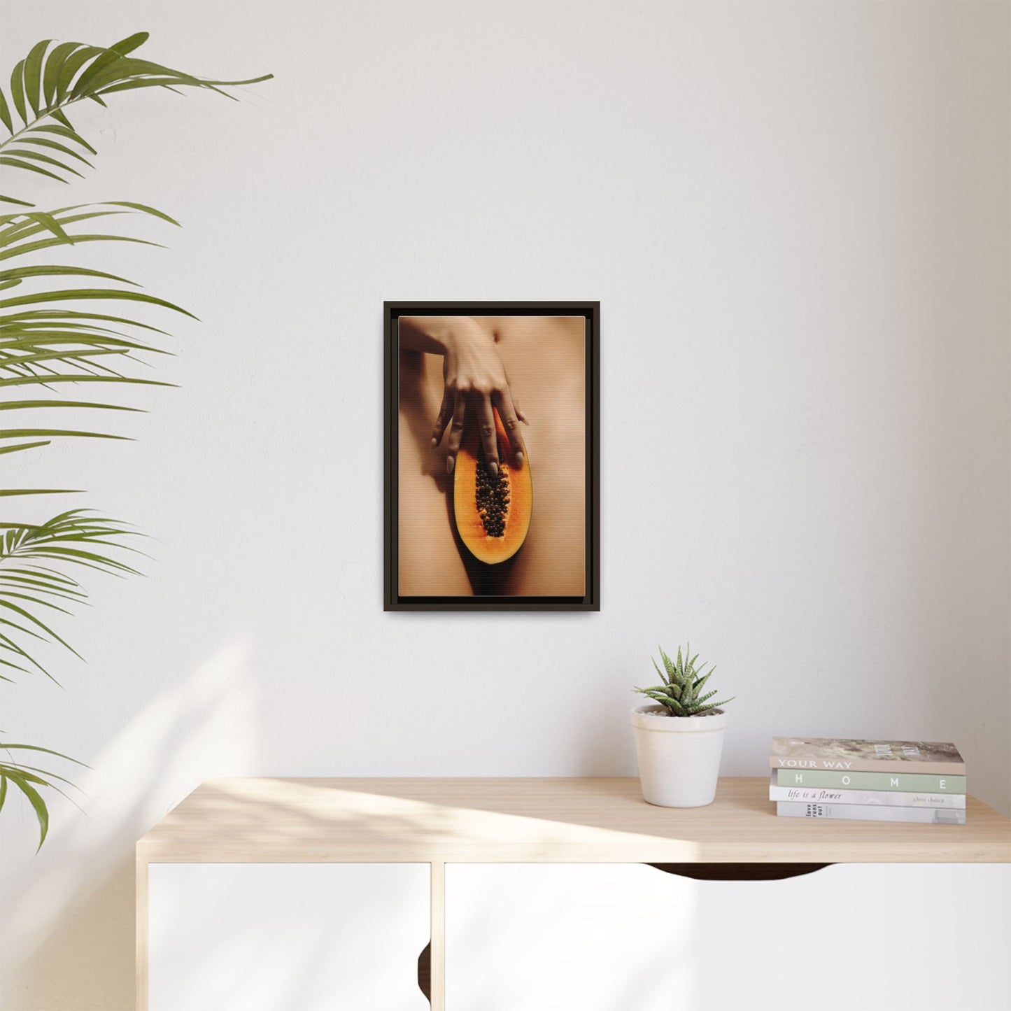 Framed Matte Canvas Art — Sensual Papaya Photo Print