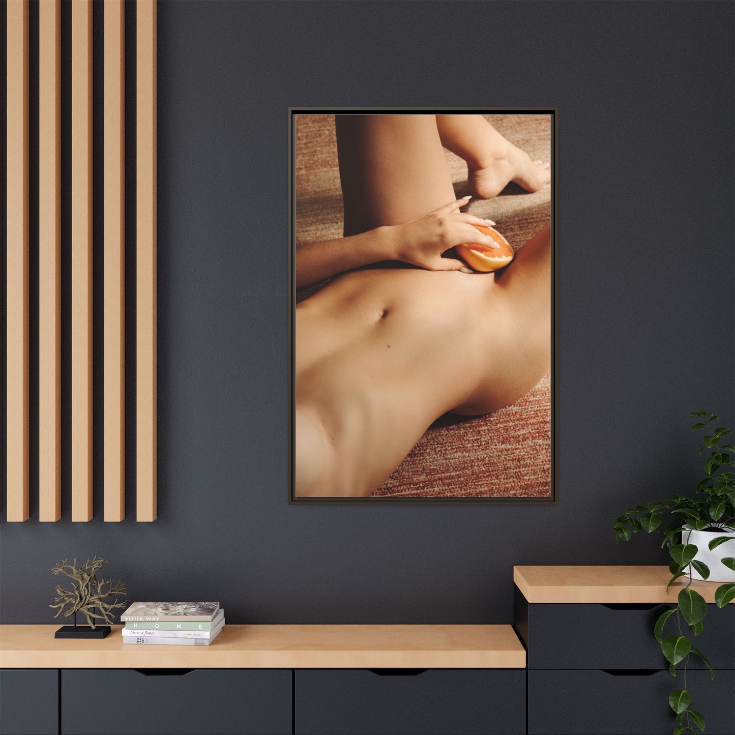 Art Print — Sensual Peach Body Matte Canvas Framed Wall Art