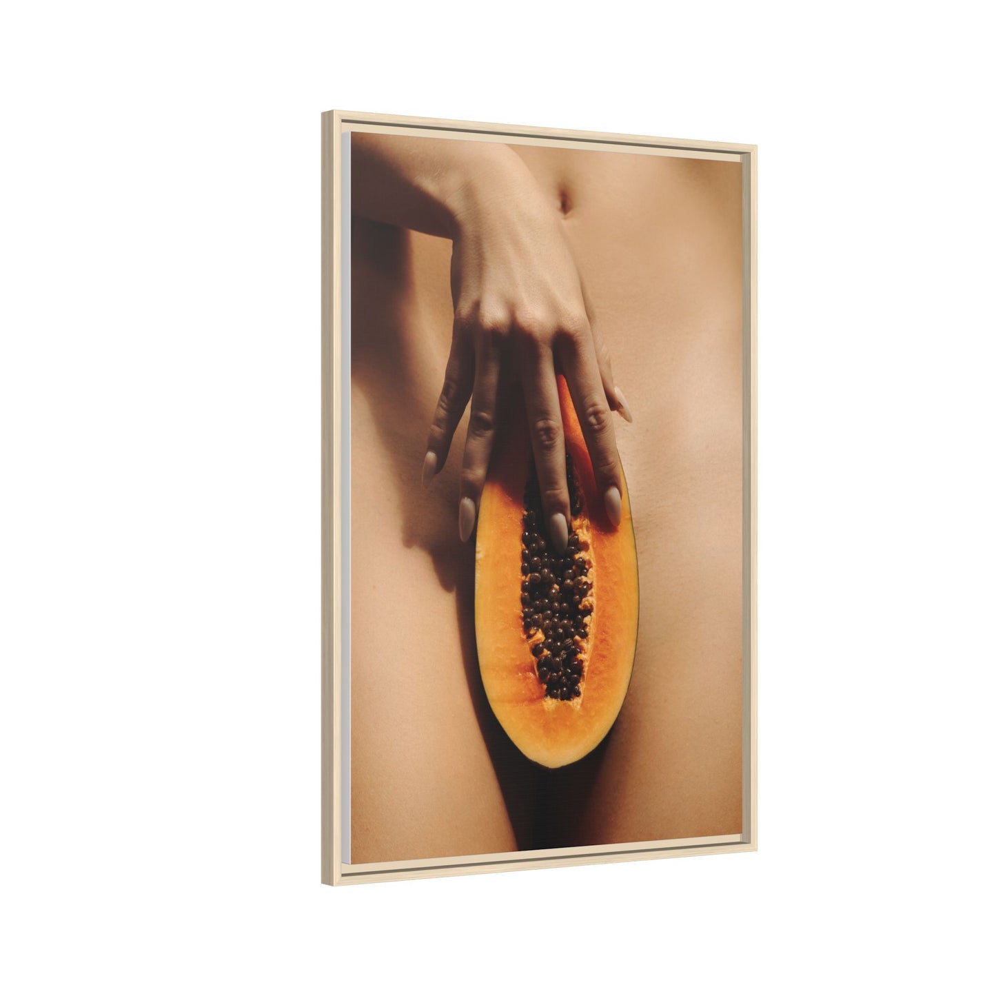Framed Matte Canvas Art — Sensual Papaya Photo Print