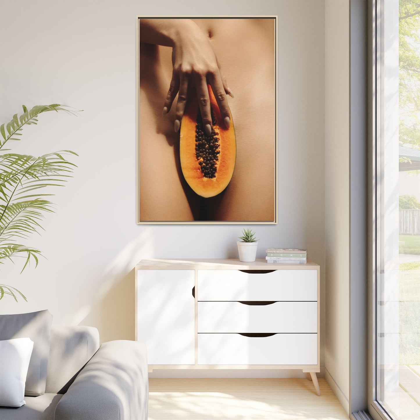 Framed Matte Canvas Art — Sensual Papaya Photo Print
