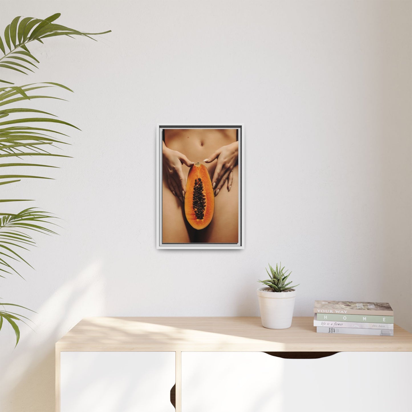 Framed Matte Canvas - Sensual Papaya Nude Art Print