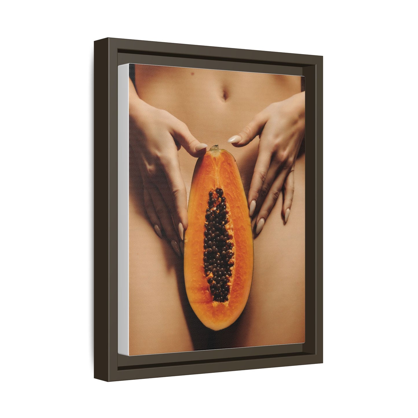 Framed Matte Canvas - Sensual Papaya Nude Art Print