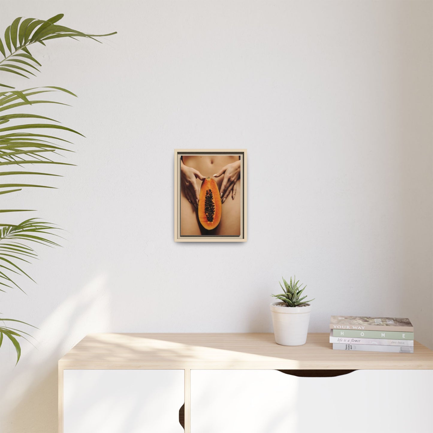 Framed Matte Canvas - Sensual Papaya Nude Art Print