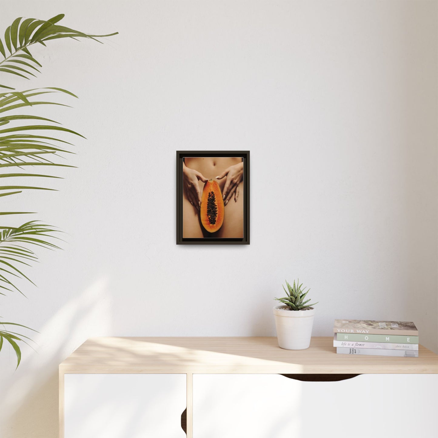 Framed Matte Canvas - Sensual Papaya Nude Art Print