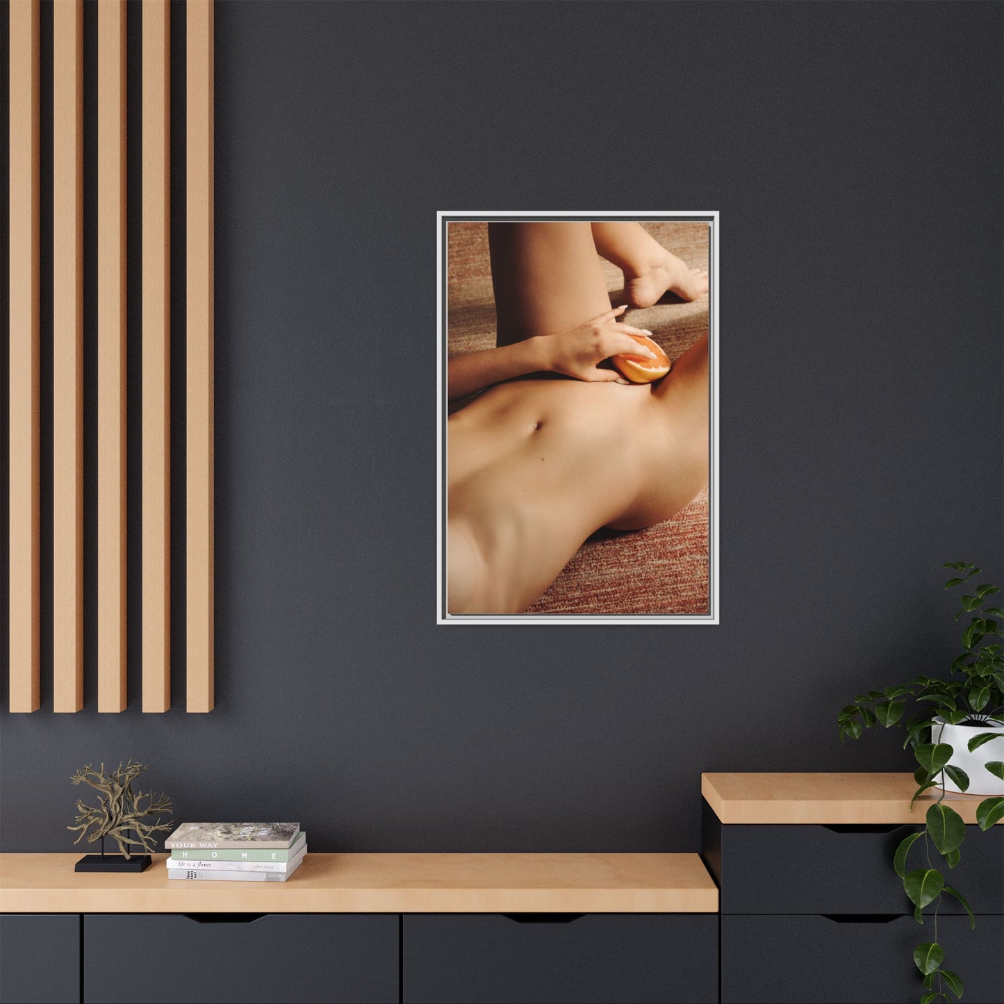 Art Print — Sensual Peach Body Matte Canvas Framed Wall Art
